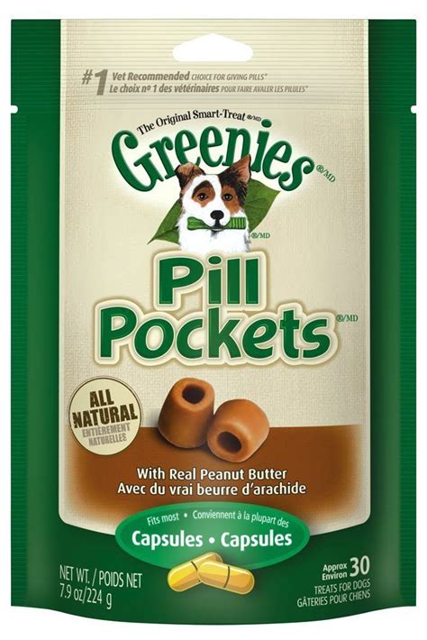 Greenies Pill Pockets Natural Dog Treats, Capsule Size, Peanut Butter Flavor | Dog pill pockets ...