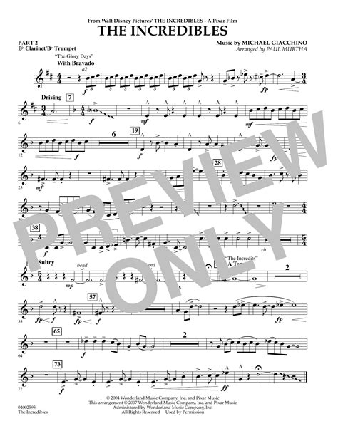 The Incredibles Pt Bb Clarinet Bb Trumpet By Paul Murtha Sheet