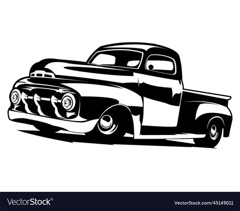 Old american truck silhouette Royalty Free Vector Image