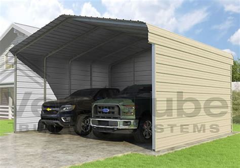 Versatube 3 Sided 20x20x10 Classic Steel Carport Kit C3e020200100