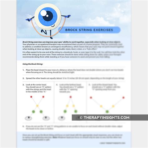 brock string exercises adult  pediatric printable resources
