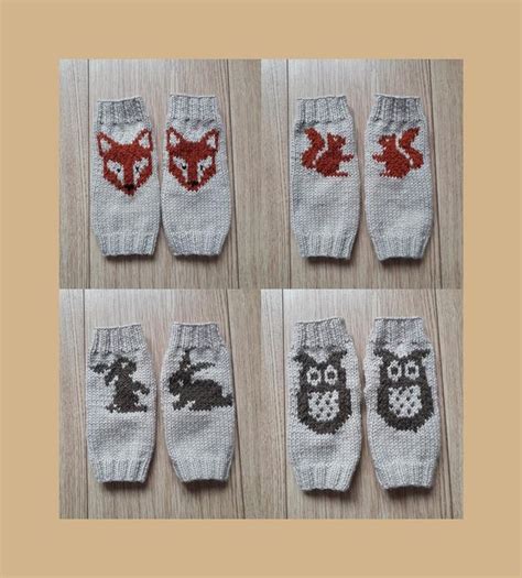 Chauffe poignets renard écureuil lapin hibou gants sans doigts Etsy