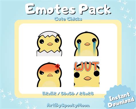 Emotes Pack Cute Chicks Twitch Youtube Emote Yellow Kawaii Chicken