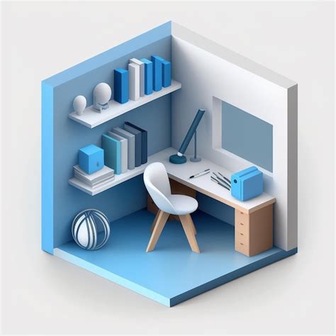 Premium Ai Image 3d Study Room Icon On White Background