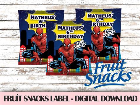 Spiderman Fruit Snacks Label Spiderman Digital Download Etsy