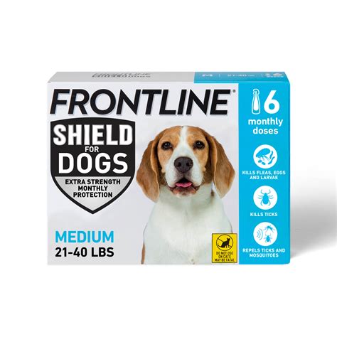 FRONTLINE Shield Flea & Tick Treatment for Medium Dogs 21-40 lbs., 6 Ct