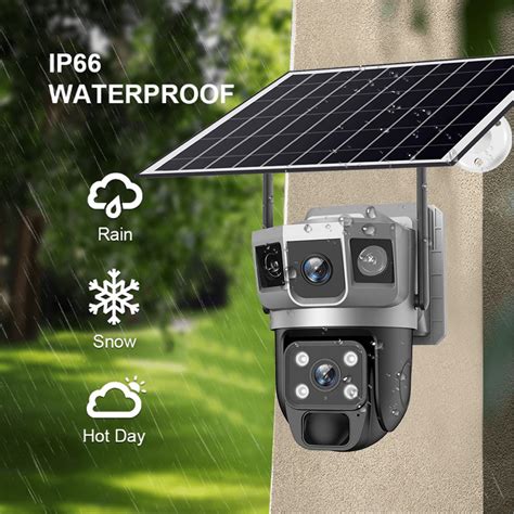 Mp Wifi Solar Camera K Dual Lens Three Screen Outdoor Solar Ip