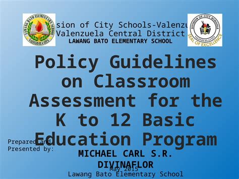 Pptx Policy Guidelines On Classroom Assessment For The K To Basic