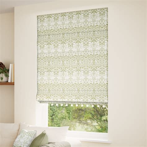 William Morris Brother Rabbit Aloe Chalk Trimmed Roman Blind