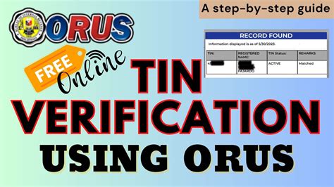 Bir Orus Tin Verfication How To Verify Your Tin Online Paano Ang