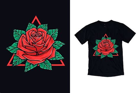 Red Rose Flowers Illustration T Shirt Design