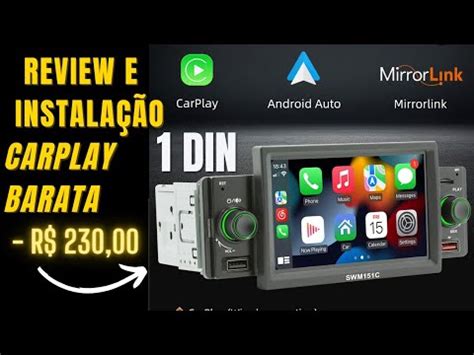 Review e instalação Central Multimídia 1Din Carplay tela 5pol R 230 00