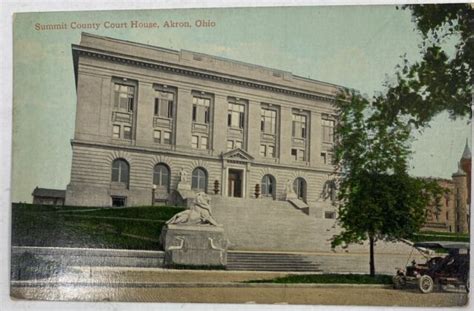 1911 Akron Ohio Summit County Courthouse Vintage Postcard Ebay