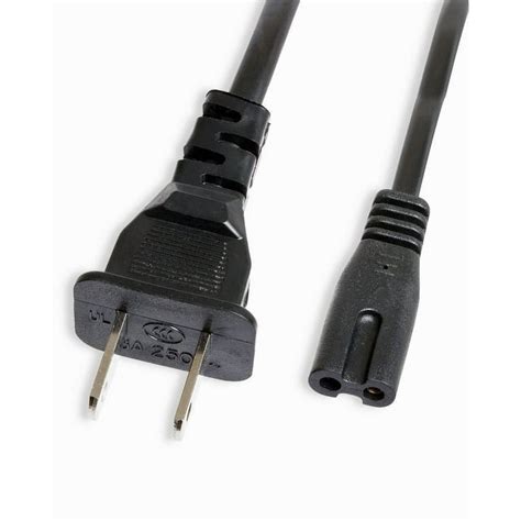 2 Prong 6 Ft 6 Feet Ac Wall Cable Power Cord For Led Lcd Tv Samsung