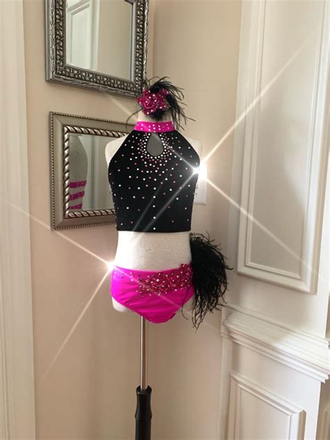 Custom Dance Costume Hot Pink Black Piece Jazz Musical Theater