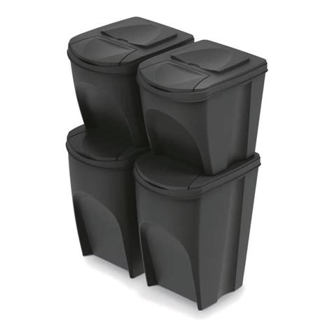 Ensemble De Poubelles De Tri Keden Sorti Box X X L Noir