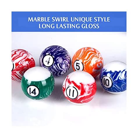 Vssal Billiard Balls Set Pool Table Balls Marble Swirl Style 16 Ball