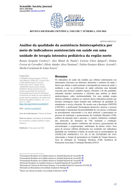 Pdf Análise Da Qualidade Da Assistência Fisioterapêutica Por Meio De