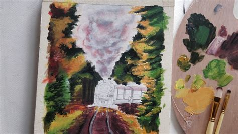 Steam Train Step By Step Acrylic Painting Tutorial Ayush Paper Acrylic