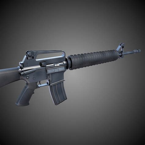 M16 Assault Rifle Hi Res 3d Model Max Obj Fbx Lwo Lw Lws Ma Mb