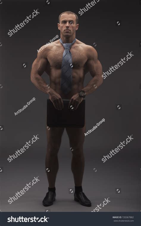 Muscular Sexy Naked Man Wityh Folder Stock Photo Edit Now