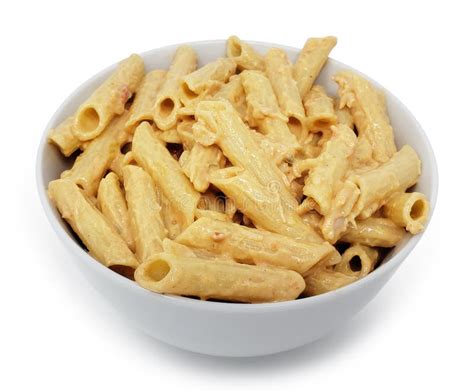 Cheese Sauce on Penne Pasta with Clipping Path Stock Photo - Image of ...