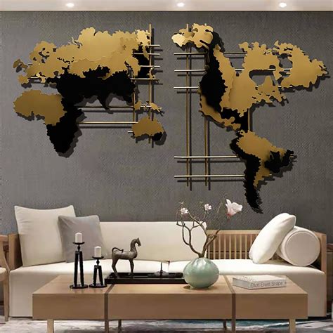 Modern 3d Metal World Map Home Wall Decor Art Homary