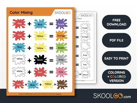 Color Mixing - Free Worksheet - SKOOLGO