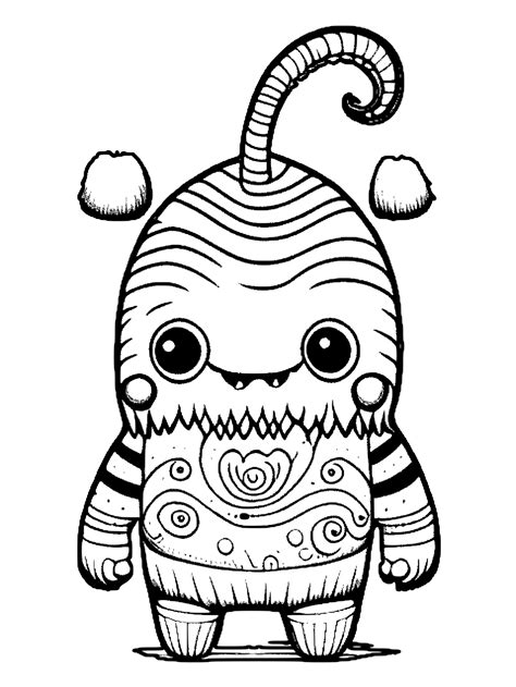 Kawaii Monster Coloring Page Creative Fabrica