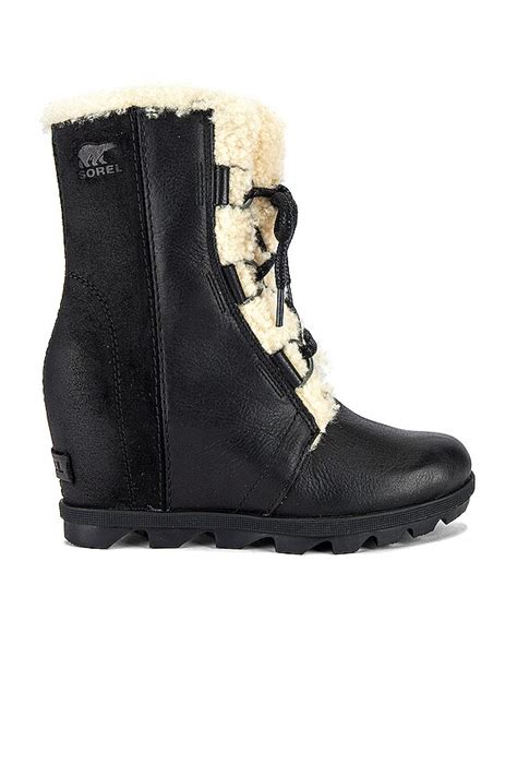 Sorel Joan Of Arctic Wedge Ii Shearling Bootie In Black In Black Revolve