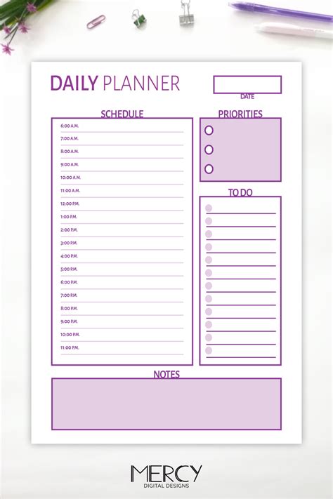 Paper My Notes Planner Template Daily Notes Planner Printable Floral