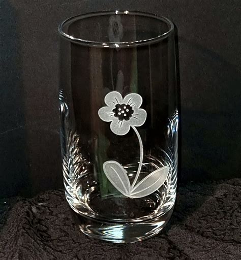 Glass With Flower Glass Engraving By Ursula