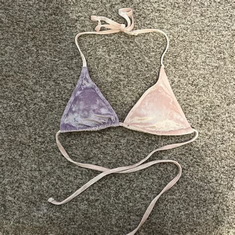 Purple And Pink Velvet Bikini Top From Shein Super Depop