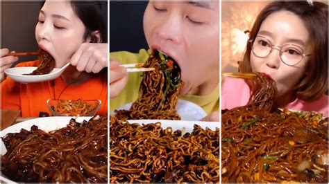 How Different Mukbangers Eat BLACK BEAN NOODLES YouTube