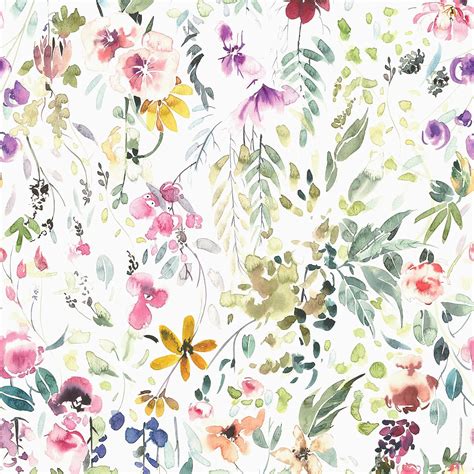 VEELIKE 17 7 X118 Watercolor Field Flowers Peel And Stick Wallpaper