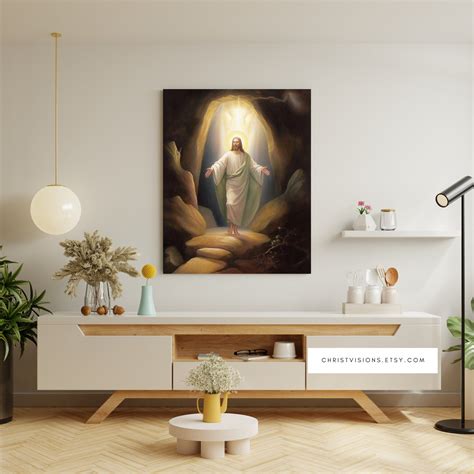 Resurrection Of Jesus Easter Art Easter Ts Baptism Ts Christian Wall Art Risen Christ