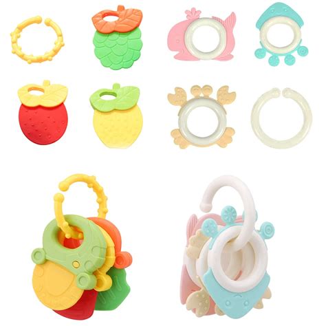 4pcsset Baby Teether Food Grade Silicone Teether Fruit Shape Baby