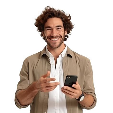 Premium Photo Handsome Man Wearing Suit Smiling While Holding A Cell