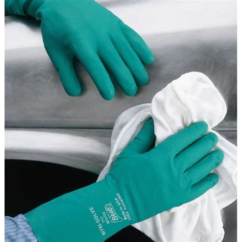 Best Nitri Solve 730 Flock Lined Chemical Resistant Gloves 15 Mil Single Pair M L Xl 2xl