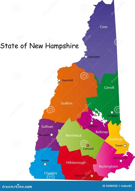 Map Of New Hampshire State Stock Photo Image 9288930