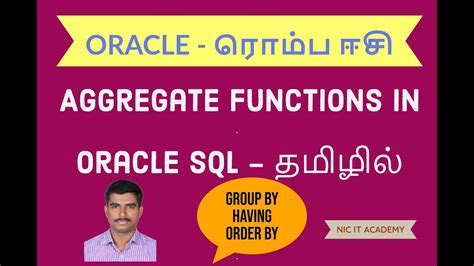 Aggregate Functions In Sql In Tamil Group By And Aggregate Functions