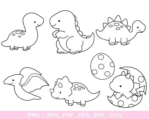 Dinosaur Svg Bundle T Rex Brontosaurus Stegosaurus Triceratops Outline