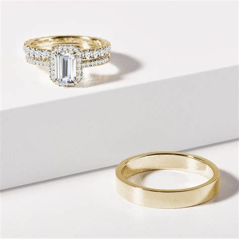 His And Hers Eternity And Shiny Finish Gold Wedding Ring Set Klenota