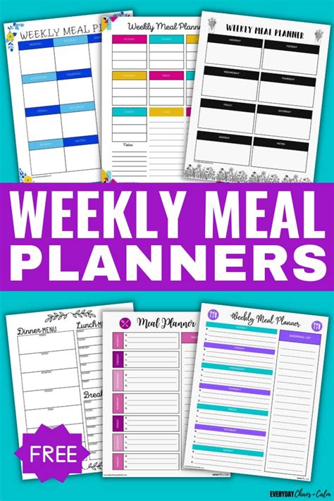 Printable Weekly Meal Planners With Shopping List