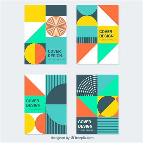 Free Vector Covers Collection With Geometric Shapes