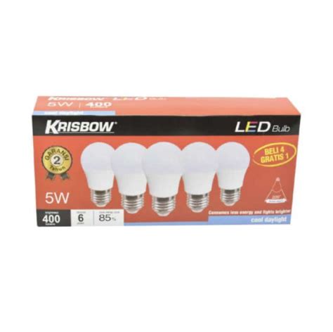 Jual Krisbow Set Lampu Bohlam Led 5 Watt Led Bulb 5W 5 Pcs Di Seller