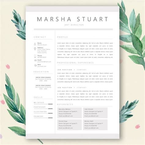 Plantilla Del Curriculum Vitae Vector Premium