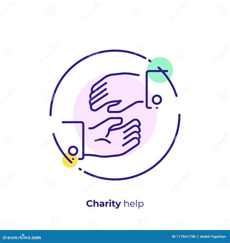 Helping Hands Line Art Vector Icon Stock Vector Illustration Of