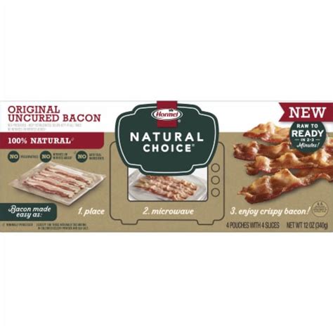 Hormel Natural Choice Microwave Ready Original Uncured Bacon 12 Oz