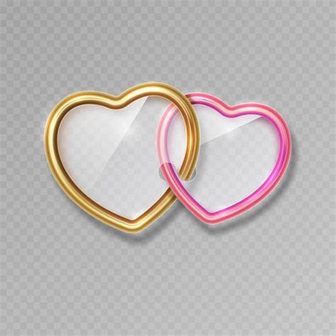 Premium Vector Two Metal Gold Hearts With Glass Are Intertwined